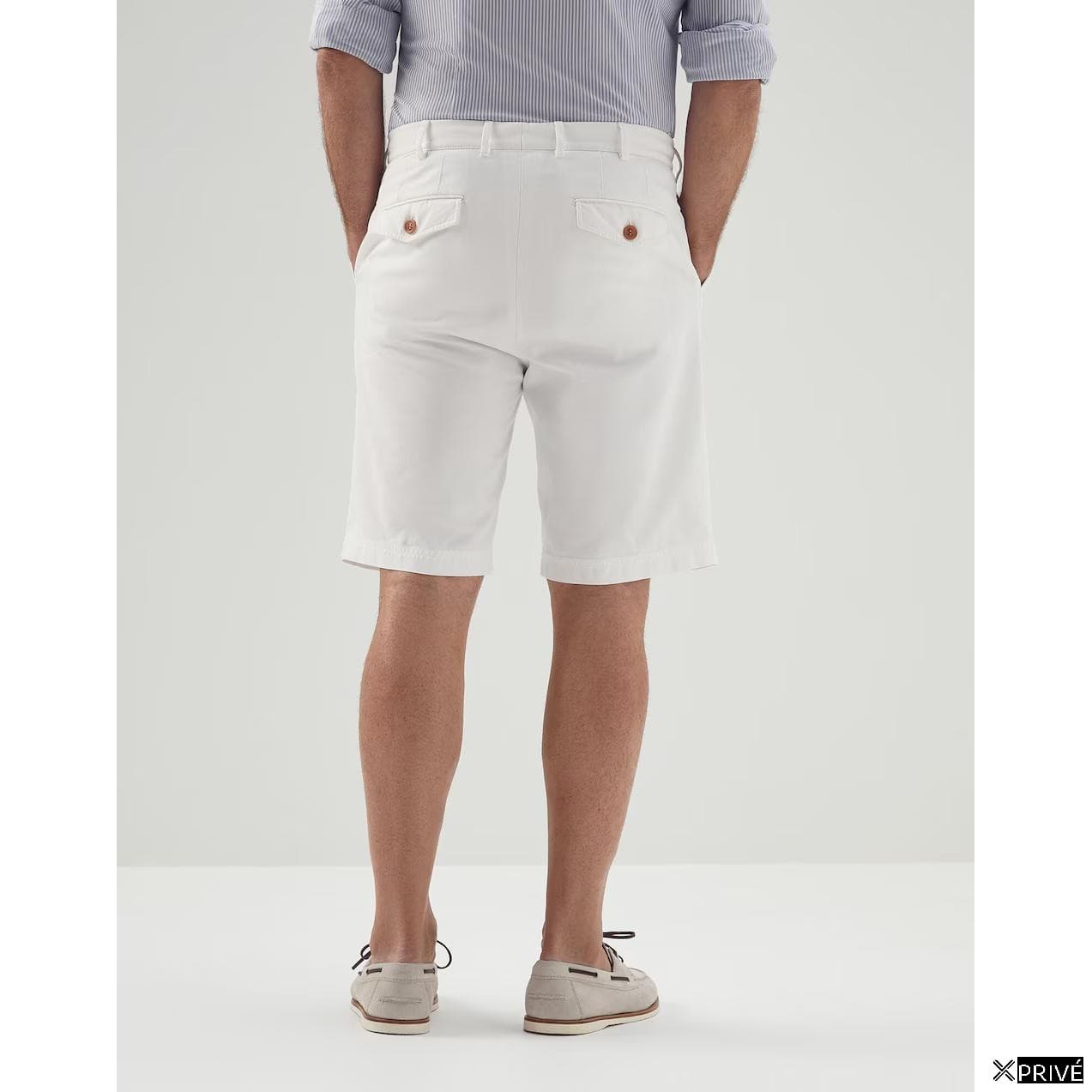 White Cotton Bermuda Shorts — 4