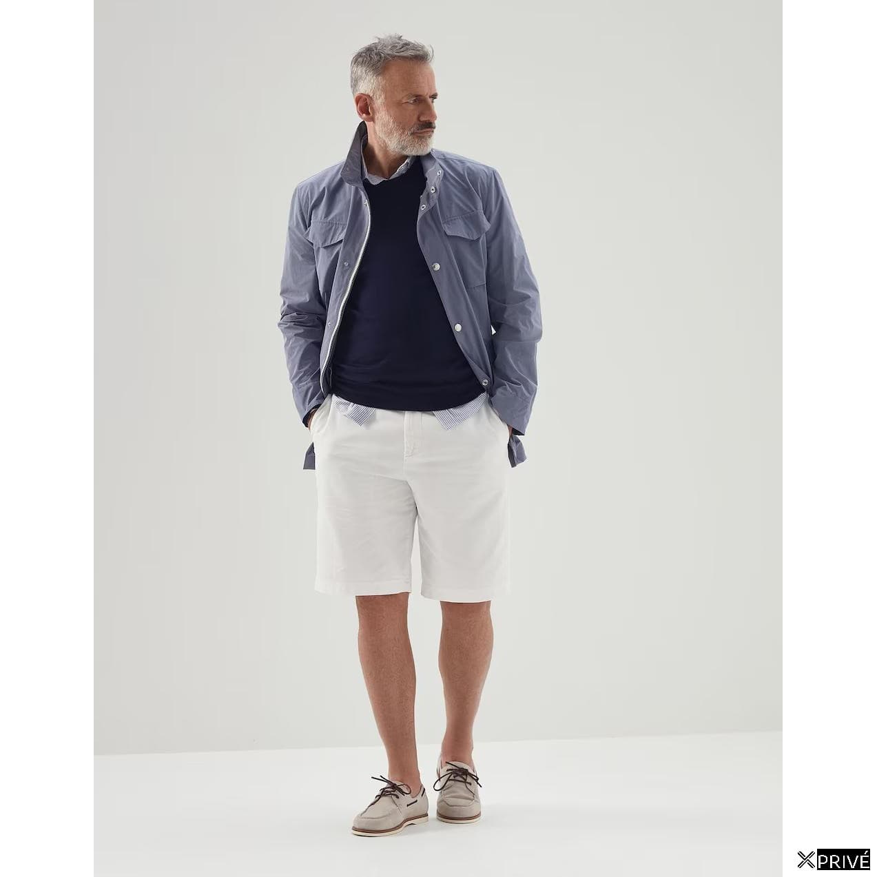 White Cotton Bermuda Shorts — 3
