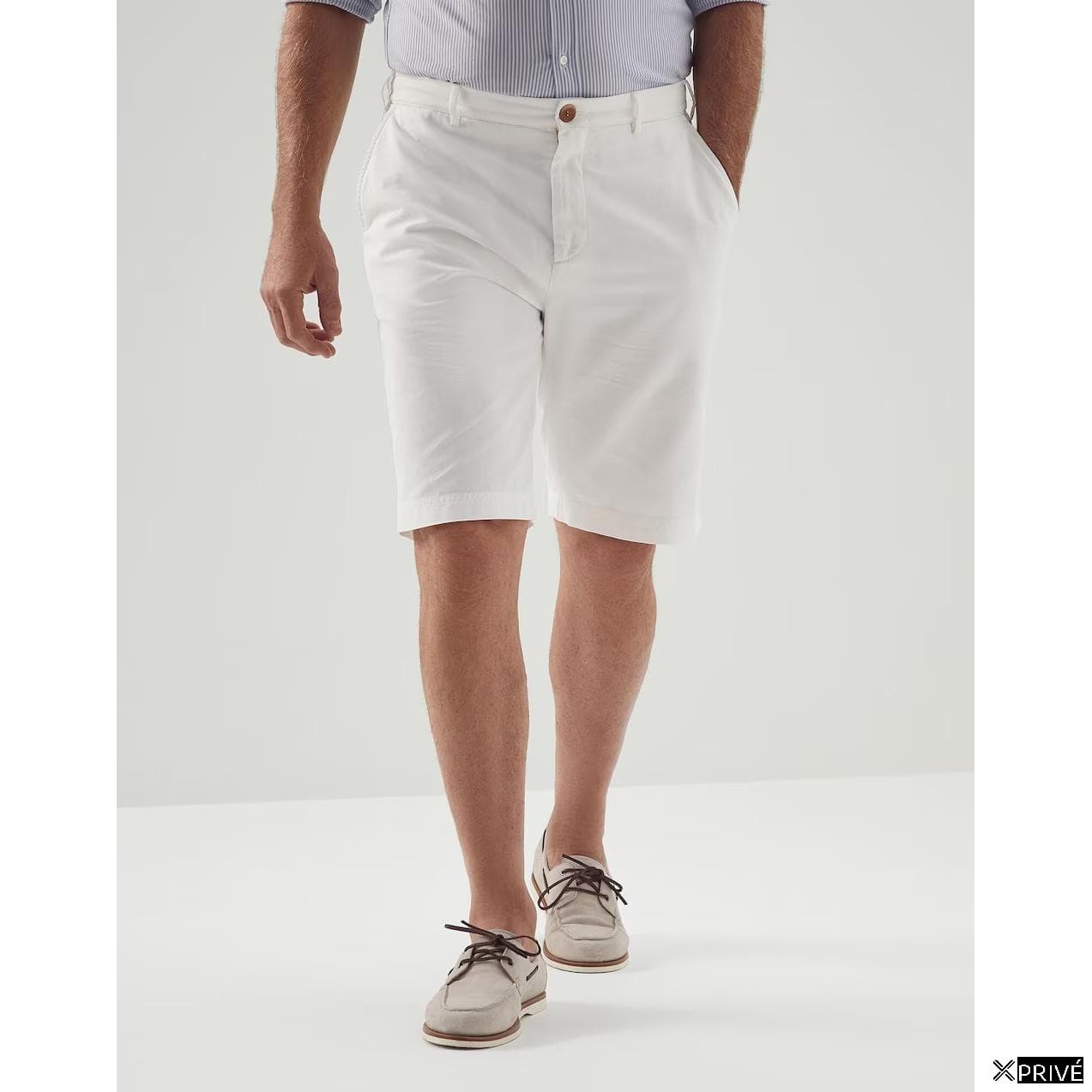 White Cotton Bermuda Shorts — 1