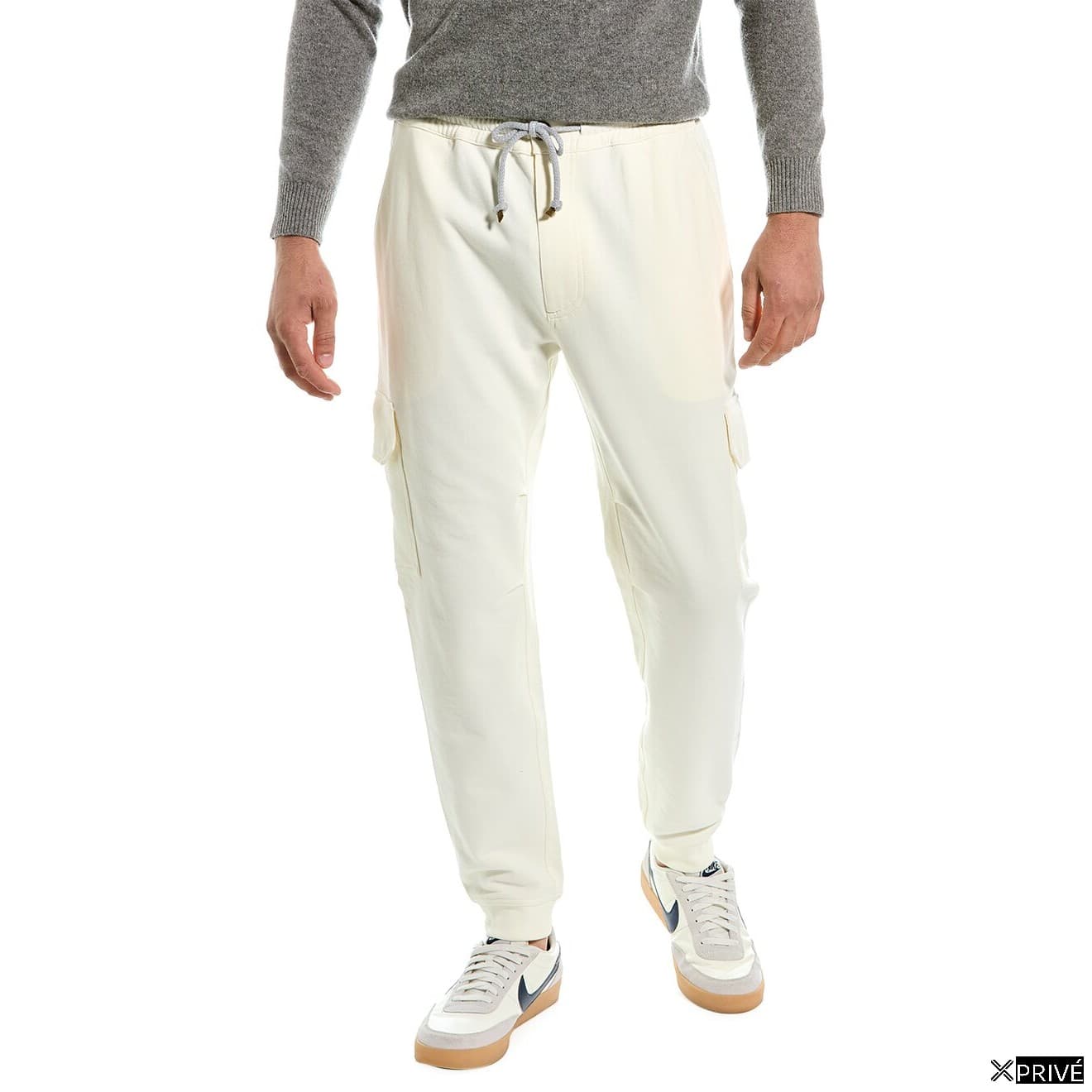 White Cotton Cargo Pants — 1