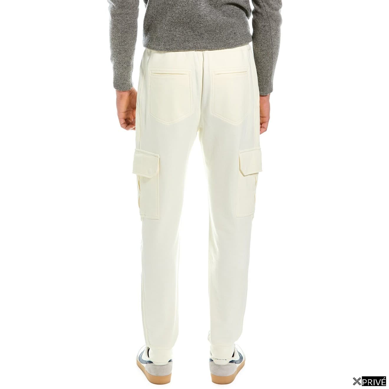 White Cotton Cargo Pants — 2