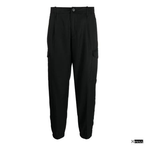 Black Wool Cargo Pants — 1