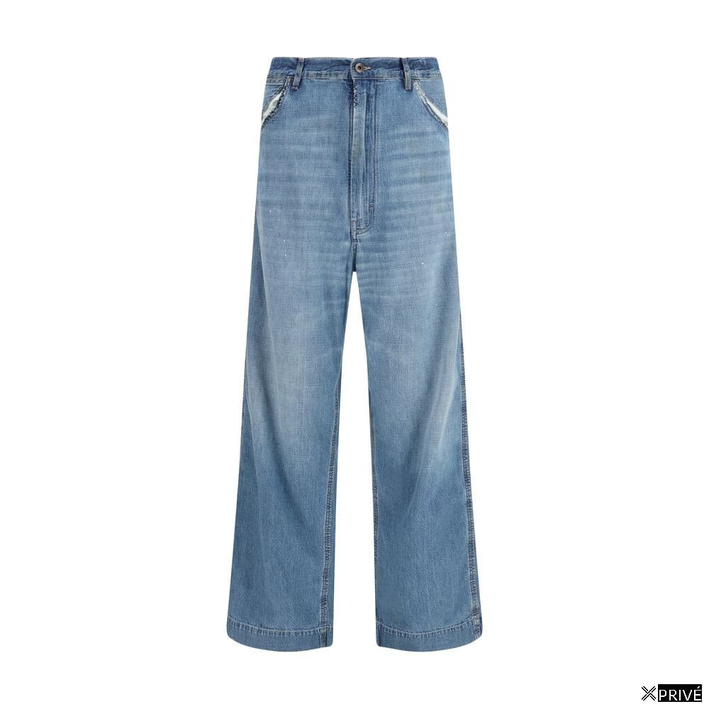 Blue Cotton Straight-Leg Jeans — 1