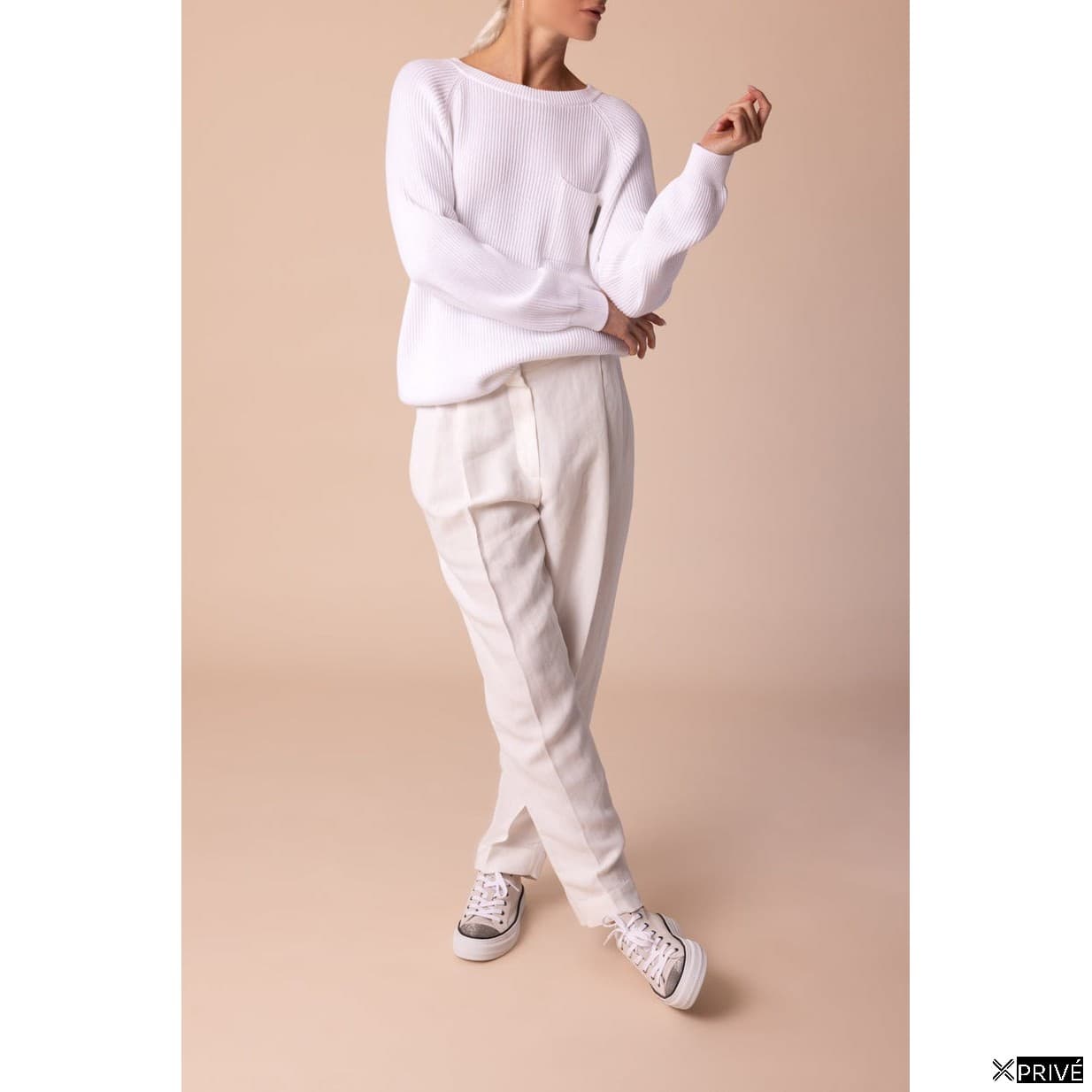White Cotton Sweatshirt — 2