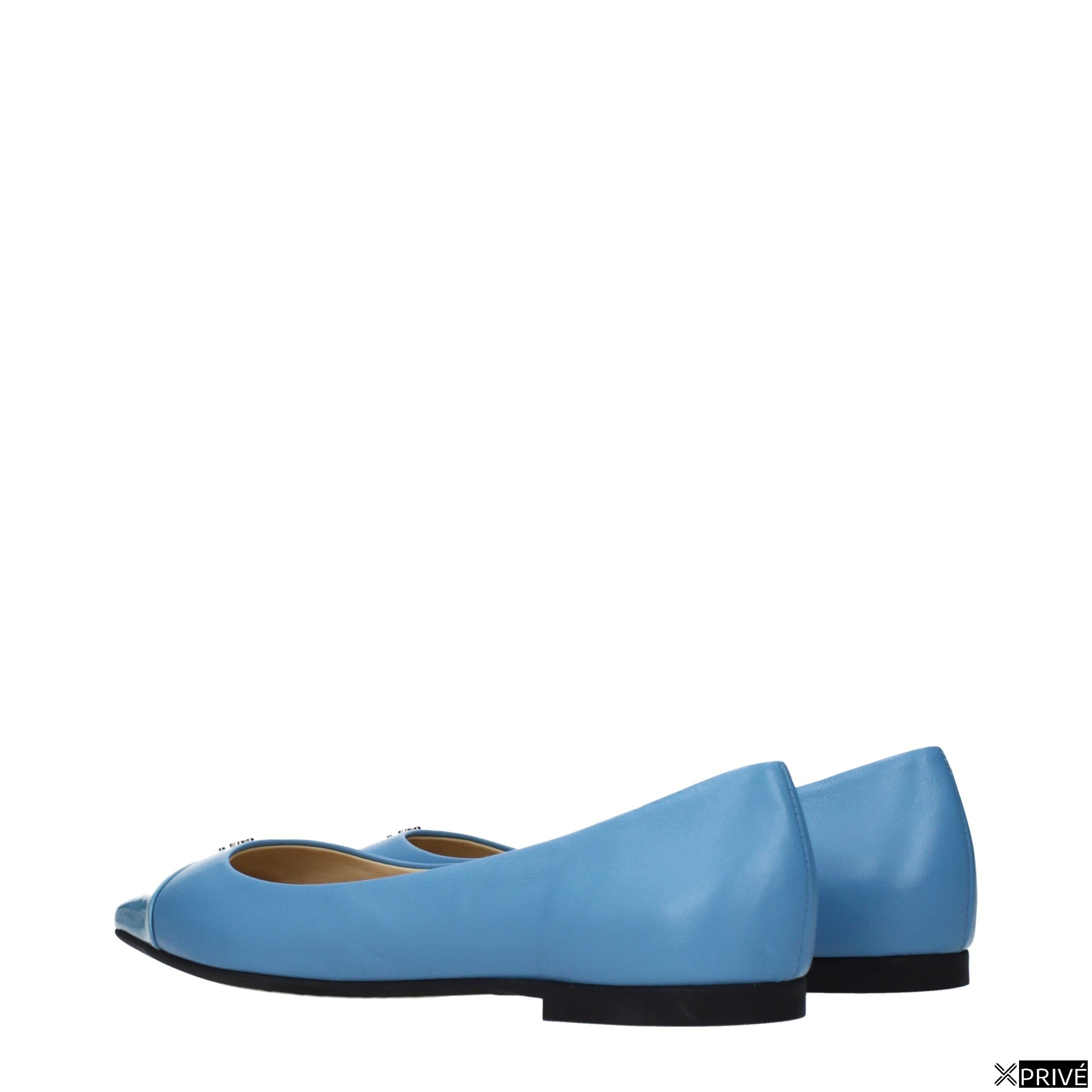 Chaussures plates bleu clair en Cuir — 3