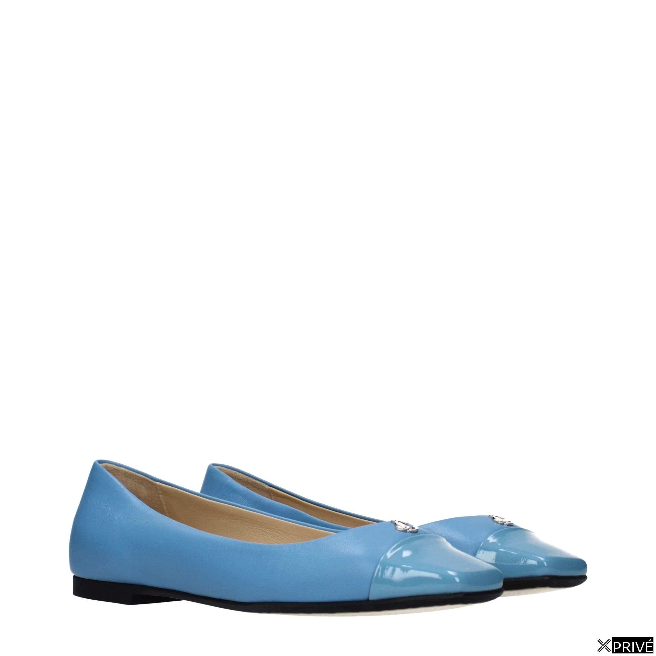 Chaussures plates bleu clair en Cuir — 4