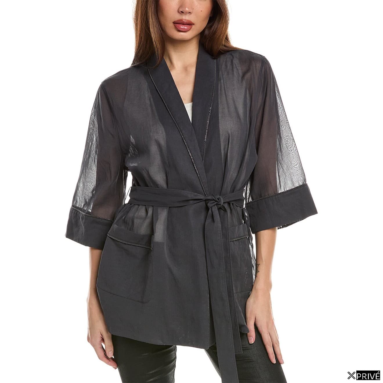 Black Cotton Sleveless Jacket — 1