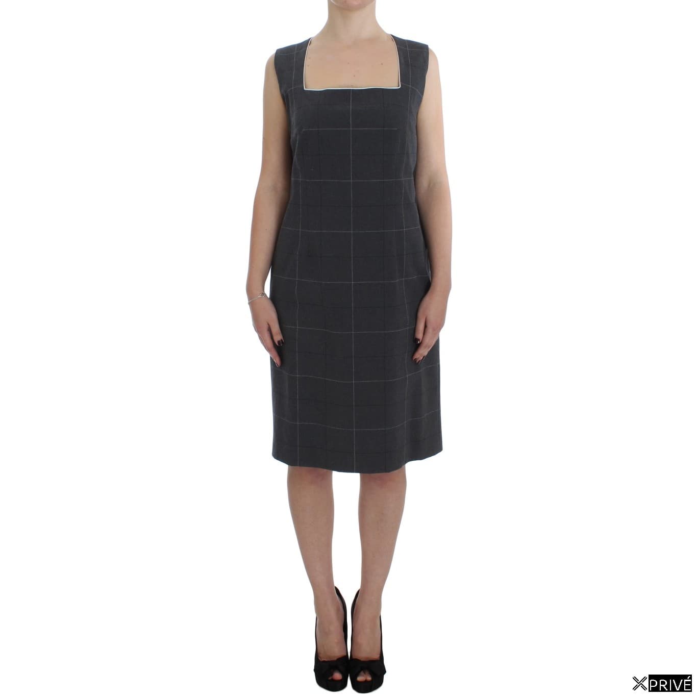 Gray Stretch Sheath Dress Suit Set — 5
