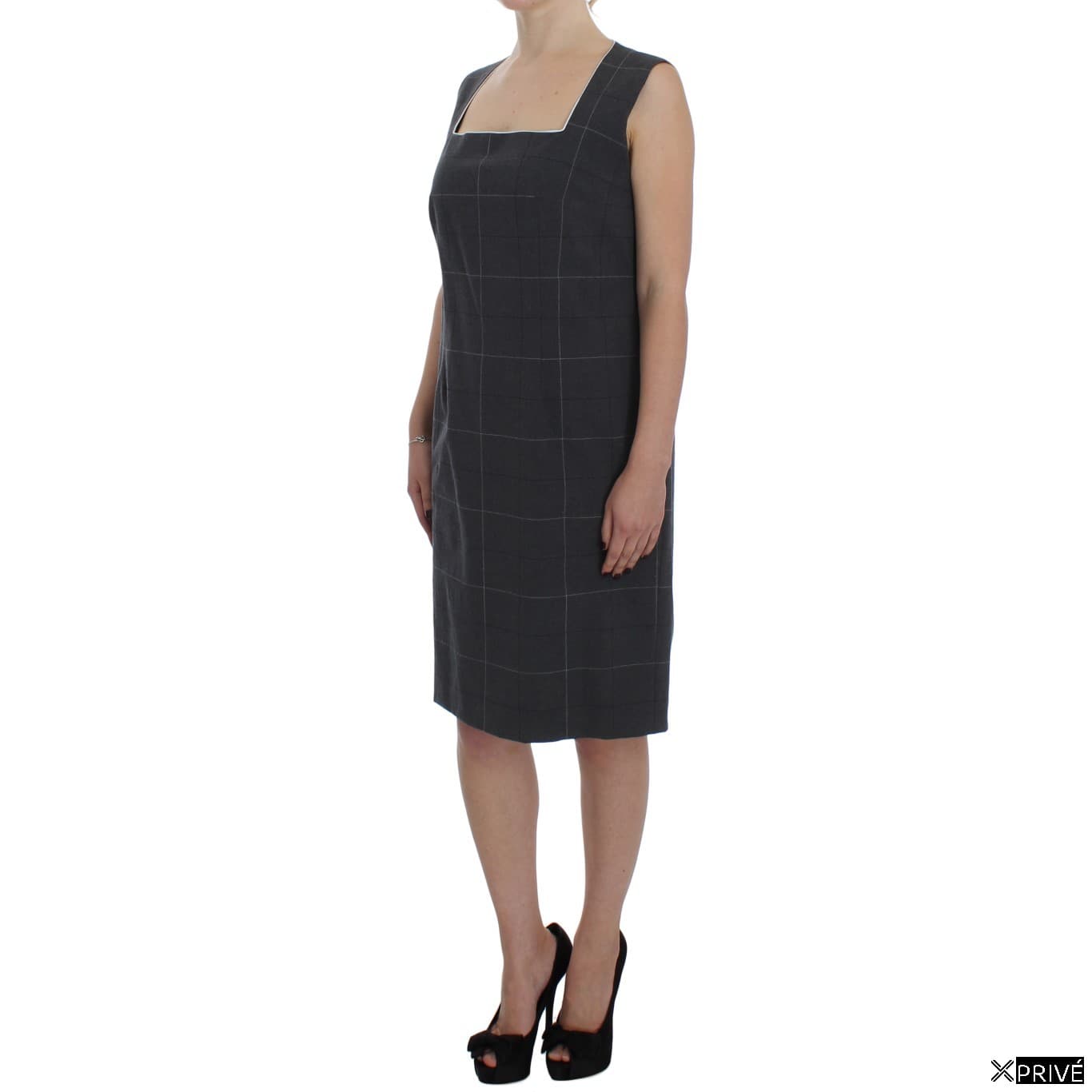 Gray Stretch Sheath Dress Suit Set — 6