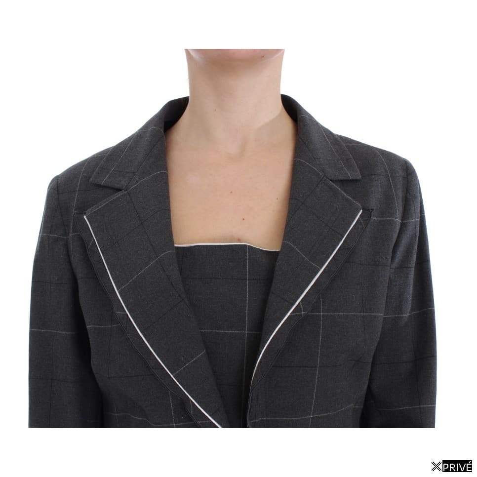 Gray Stretch Sheath Dress Suit Set — 4