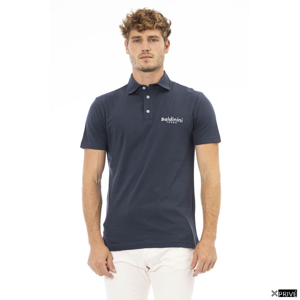 Blue Cotton Men Polo Shirt — 1