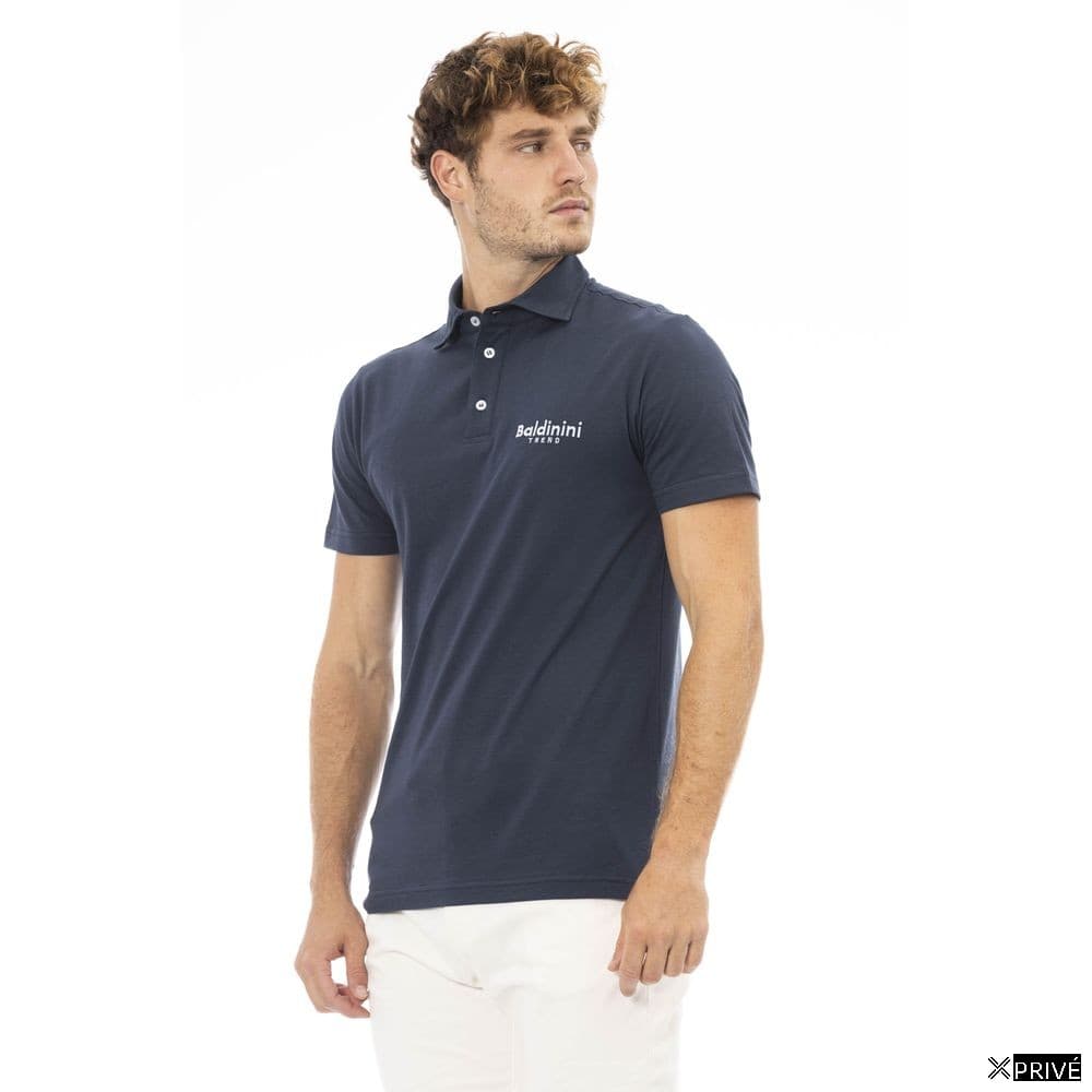 Blue Cotton Men Polo Shirt — 2