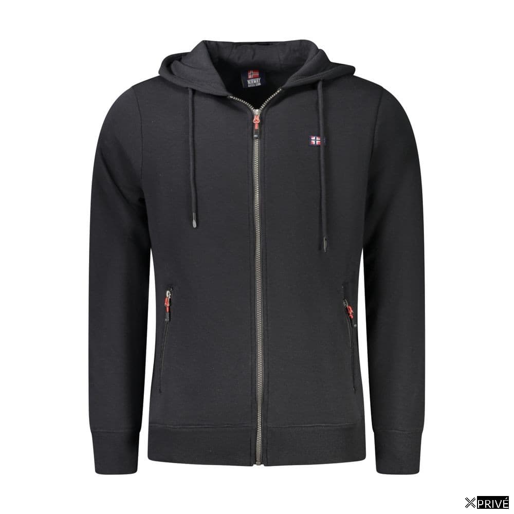 Black Cotton Men's Hooded Sweatshirt — 1